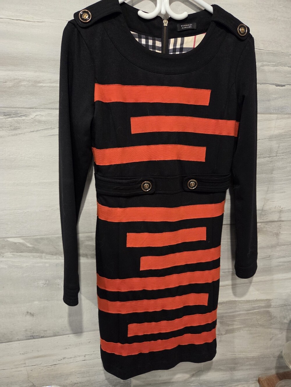 Burberry Black Label Japan Exclusive Black Orange Geometric Dress Medium